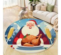 Pins La Forêt Tapis Rond 120 Cm Flanelle Douce Tapis Circulaire Convient pour Le Salon, La Chambre, Cuisine, Bureau, Couloir Pays des Merveilles Hivernales Antidérapant Lavable (Bleu)