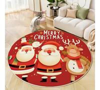 Pins La Forêt Tapis Rond 60 Cm Flanelle Douce Tapis Circulaire Convient pour Le Salon, La Chambre, Cuisine, Bureau, Couloir Pays des Merveilles Hivernales Antidérapant Lavable (Bleu)