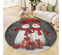 Pins La Forêt Tapis Rond 80 Cm Flanelle Douce Tapis Circulaire Convient pour Le Salon, La Chambre, Cuisine, Bureau, Couloir Pays des Merveilles Hivernales Antidérapant Lavable (Bleu)