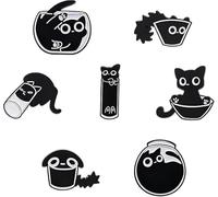 Pins Lot de 7 broches pour chat Noir Blanc Liquide Badge à la Mode pour les amoureux des chats Excellentes idées de cadeaux Accessoires de chat mignons pour le salon et la vie quotidienne