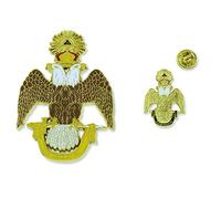 Pin's maçonnique à double tête aigle et rite écossais 33ème degré