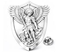 Pins Médaille Saint Michel Archange | Pin's St Michel Archange Religieux Catholique Argenté | Amulette De Protection | Broche Objet Religieux | Idée Cadeau Bénédiction Armée Police | COOLMETALJACKET