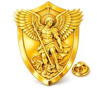 Pins Médaille Saint Michel Archange | Pin's St Michel Archange Religieux Catholique Doré | Amulette De Protection | Broche Objet Religieux | Idée Cadeau Bénédiction Armée Police | COOLMETALJACKET