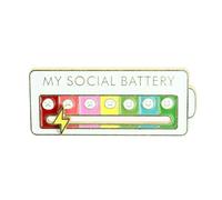 Pin's - My Social Battery - Mon Humeur Du Moment - Fond Blanc - Humour - qualité de finition - Epingle - Broche - Badge - PINS HUMOUR - ORIGINAUX