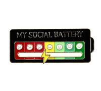 Pin's - My Social Battery - Mon Humeur Du Moment - Fond Noir - Humour - qualité de finition - Epingle - Broche - Badge - PINS HUMOUR - ORIGINAUX