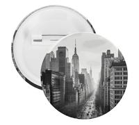Pin's New York noir et blanc rond en métal, broche légère pour sac à dos, épingles à boutons tendance pour chemises, vestes, châle, manteau, unisexe, 20PCS, Fer blanc, épingles rondes en métal