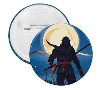 Pin's ninja style aquarelle clair de lune, broches rondes en métal, broche légère pour sac à dos, épingles à boutons tendance pour chemises, vestes, châle, manteau, unisexe, 20PCS, Fer blanc, épingles