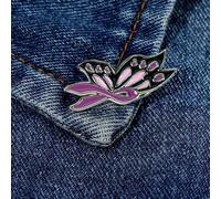 Pin's Octobre Rose à la violence domestique Broche violette en ruban Broche violette en ruban de sensibilisation (Purple, 3. 5X1. 5CM)