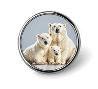 Pin's ours polaire et ourson, épingles rondes en métal, badge tendance pour chemises, vestes et chapeaux
