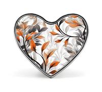 Pin's parapluie de plage à feuilles orange et grises - Broche en forme de cœur pour hommes et femmes, accessoires de costume, épingles à revers en émail léger de 2,5 cm pour sacs à dos, chapeaux, sacs