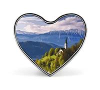 Pin's paysage de Slovénie - Broche en forme de cœur pour homme et femme, accessoire de costume, 2,5 cm, en émail léger, à accrocher à un sac à dos, un chapeau, un sac ou une lanière.