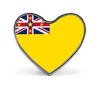 Pin'S Personnalisé Avec Drapeau De Niue Épinglette Ronde/Carrée/En Forme De Cœur En Métal Avec Bouton Papillon Pour Homme Et Femme Accessoire Cadeau