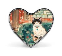 Pins personnalisés en métal, ronds et esthétiques, pour vêtements, chapeaux et sacs à dos. Petits badges en forme de cœur à épingler, avec photo et motif chat mignon, parfaits pour la décoration et le