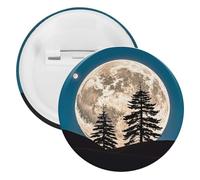 Pin's Pin Tree of The Moon - Épingles rondes en métal - Broche légère pour sac à dos - Épingles à boutons tendance pour chemises, vestes, châles, manteaux - Unisexe, 5PCS, Fer blanc, épingles rondes