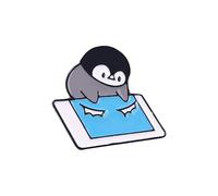 Pin's pingouin en émail avec inscription « Offrir un ours d'amour » - Broche en métal pour chemise, sac - Cadeau pour les bijoux, taille M