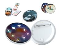 Pin's pixel à affichage numérique, affichage HD, magnétique, mignon, bouton avec affichage vidéos/photos, pour sacs à dos, sweats à capuche, chapeaux, manteaux, vestes, accessoires Kawaii, 1pcs