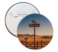 Pin's rétro western cowboy en métal rond broches légères pour sac à dos, épingles à boutons tendance pour chemises, vestes, châle, manteau, unisexe, 5PCS, Fer blanc, épingles rondes en métal