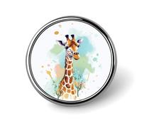 Pin's rond avec illustration artistique girafe pour chapeaux, vestes, décoration personnalisée, accessoires de bijoux pour fête de mariage