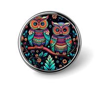 Pin's rond coloré en forme de hibou - Broche mignonne pour chapeaux, vestes - Décoration personnalisée - Accessoires de bijoux pour fête de mariage