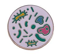 Pin's rond en alliage microbien bactérien émaillé mignon unisexe pour décoration de sac pour amoureux des sciences, cadeaux de laboratoire, Métal