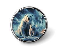 Pin's rond en émail avec deux ours polaires - Broche à boutons - Décoration personnalisée pour vêtements - Unisexe - Porte-badge, chapeaux, sacs, chemises