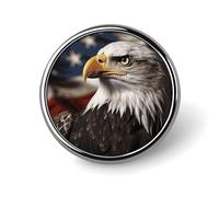 Pin's rond en émail avec motif aigle à tête blanche - Pour décoration de vêtements - Unisexe - Pour chapeaux, sacs, chemises