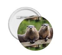 Pin's rond en émail avec motif loutre mignon - Badge en alliage métallique pour veste, sac, idée cadeau., M, Plastique