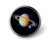 Pin's rond en émail avec motif planète Jupiter - Décoration de vêtements - Unisexe - Pour chapeaux, sacs, chemises