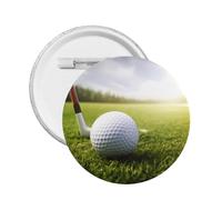 Pin's rond en émail imprimé balle de golf - Badge en alliage métallique pour veste, sac, idée cadeau., M, Plastique