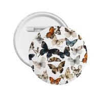 Pin's rond en émail imprimé papillon - Badge en alliage métallique pour veste, sac, idée cadeau., M, Plastique