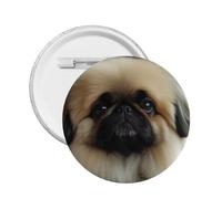 Pin's rond en émail imprimé pékinois mignon - Badge en alliage métallique pour veste, sac, idée cadeau., M, Plastique