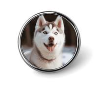 Pin's rond en émail motif chien Husky Piquant - Décoration personnalisée pour vêtements - Unisexe - Porte-badge, chapeaux, sacs, chemises