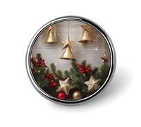 Pin's rond en émail motif sapin de Noël et cloches - Broche à boutons - Décoration personnalisée pour vêtements - Unisexe - Porte-badge, chapeaux, sacs, chemises