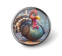 Pin's rond en émail pour décoration de dinde - Broche à boutons - Décoration personnalisée pour vêtements - Unisexe - Porte-badge, chapeaux, sacs, chemises