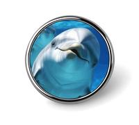 Pin's rond en forme de dauphin avec un sourire mignon en émail - Broche à boutons - Décoration personnalisée pour vêtements - Porte-badge unisexe - Pour chapeaux, sacs, chemises