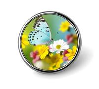 Pin's rond en forme de papillon de printemps - En émail - Broche à boutons - Décoration personnalisée pour vêtements - Unisexe - Porte-badge, chapeaux, sacs, chemises