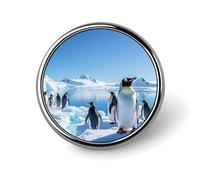 Pin's rond en forme de pingouin Antarctique Ice - En émail - Pour décoration de vêtements, chapeaux, sacs, chemises