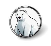 Pin's rond en forme d'ours polaire en émail pour décoration de vêtements, chapeaux, sacs, chemises