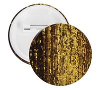 Pin's rond en métal à paillettes dorées - Broche légère pour sac à dos - Épingles tendance pour chemises, vestes, châles, manteaux - Unisexe, 5PCS, Fer blanc, épingles rondes en métal