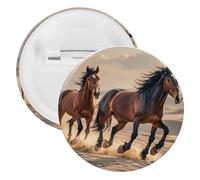 Pin's rond en métal avec chevaux qui courent dans le sable, broche légère pour sac à dos, épingles à boutons tendance pour chemises, vestes, châle, manteau, unisexe, 20PCS, Fer blanc, épingles rondes