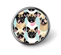 Pin's rond en métal avec motif de carlin mignon pour vêtements, sacs, chapeaux, humoristiques, décorations de fête, accessoires pour homme et femme