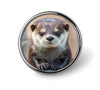 Pin's rond en métal avec motif loutre mignon - Pour vêtements, sacs, chapeaux - Décoration de fête - Accessoires pour homme et femme