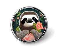 Pin's rond en métal avec motif paresseux mignon pour vêtements, sacs, chapeaux, décorations de fête, accessoires pour homme et femme