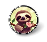 Pin's rond en métal avec motif paresseux mignon pour vêtements, sacs, chapeaux, décorations de fête, accessoires pour homme et femme