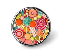 Pin's rond en métal avec motif sucettes - Pour vêtements, sacs, chapeaux - Décoration de fête - Accessoires pour homme et femme