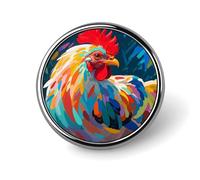Pin's rond en métal coloré en forme de poule - Pour vêtements, sacs, chapeaux - Décoration de fête - Accessoires pour homme et femme