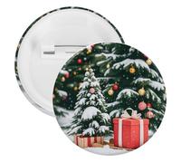 Pin's rond en métal en forme d'arbre de pin et de boîte cadeau, broche légère pour sac à dos, épingles à boutons tendance pour chemises, vestes, châle, manteau, unisexe, 5PCS, Fer blanc, épingles
