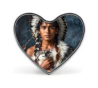 Pin's rond en métal léger et résistant représentant des peuples autochtones et des loups, en forme de cœur, idéal pour chemises, vestes et chapeaux.