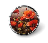Pin's rond en métal personnalisé avec motif fleur rouge pour vêtements, sacs, chapeau, décoration de fête, accessoires pour hommes et femmes