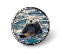 Pin's rond en métal personnalisé en forme de loutre de mer pour vêtements, sacs, chapeaux, décorations de fête, accessoires pour homme et femme